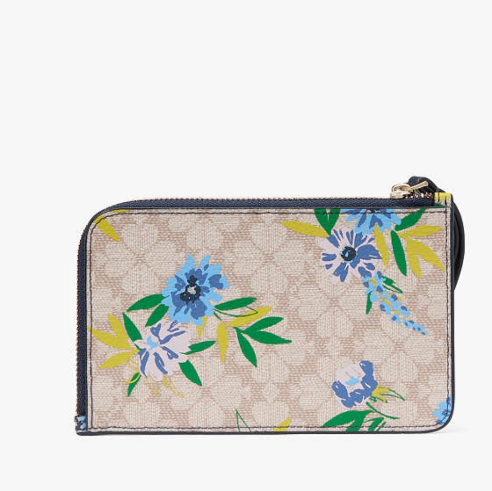 NWT Kate Spade - Lucy Spade Flower Floral Small L-zip Wristlet Clutch - Picture 3 of 7